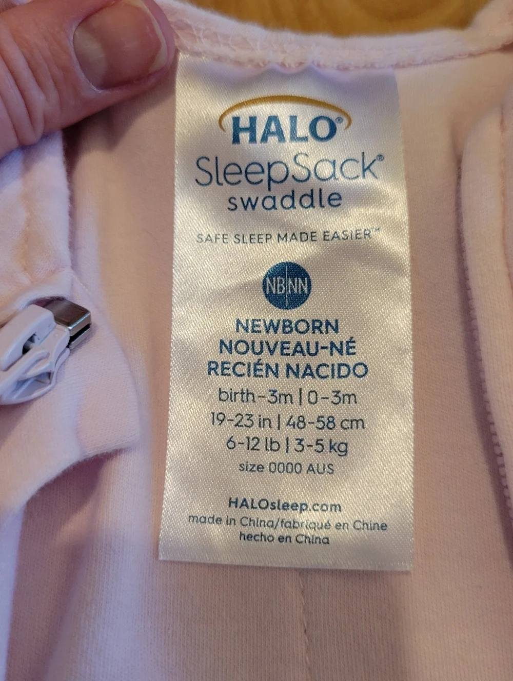 Halo Sleep Sack Swaddle Cotton Pink Newborn 0-3 Months